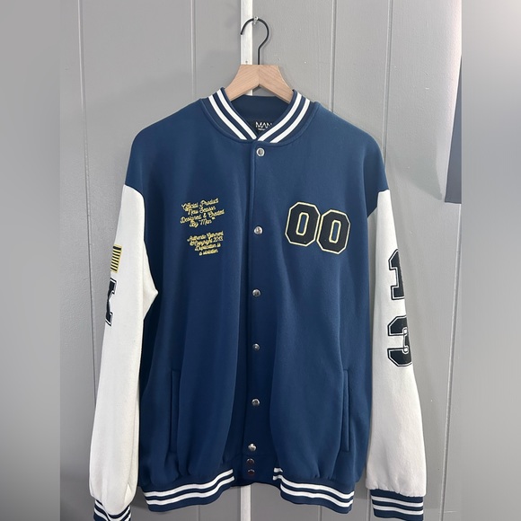 Jackets & Coats Jersey Varsity Bomber Jacket With Badges Boohooman